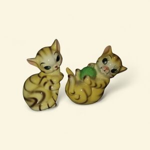 Vintage Stripey Kitty Salt And Pepper Shakers